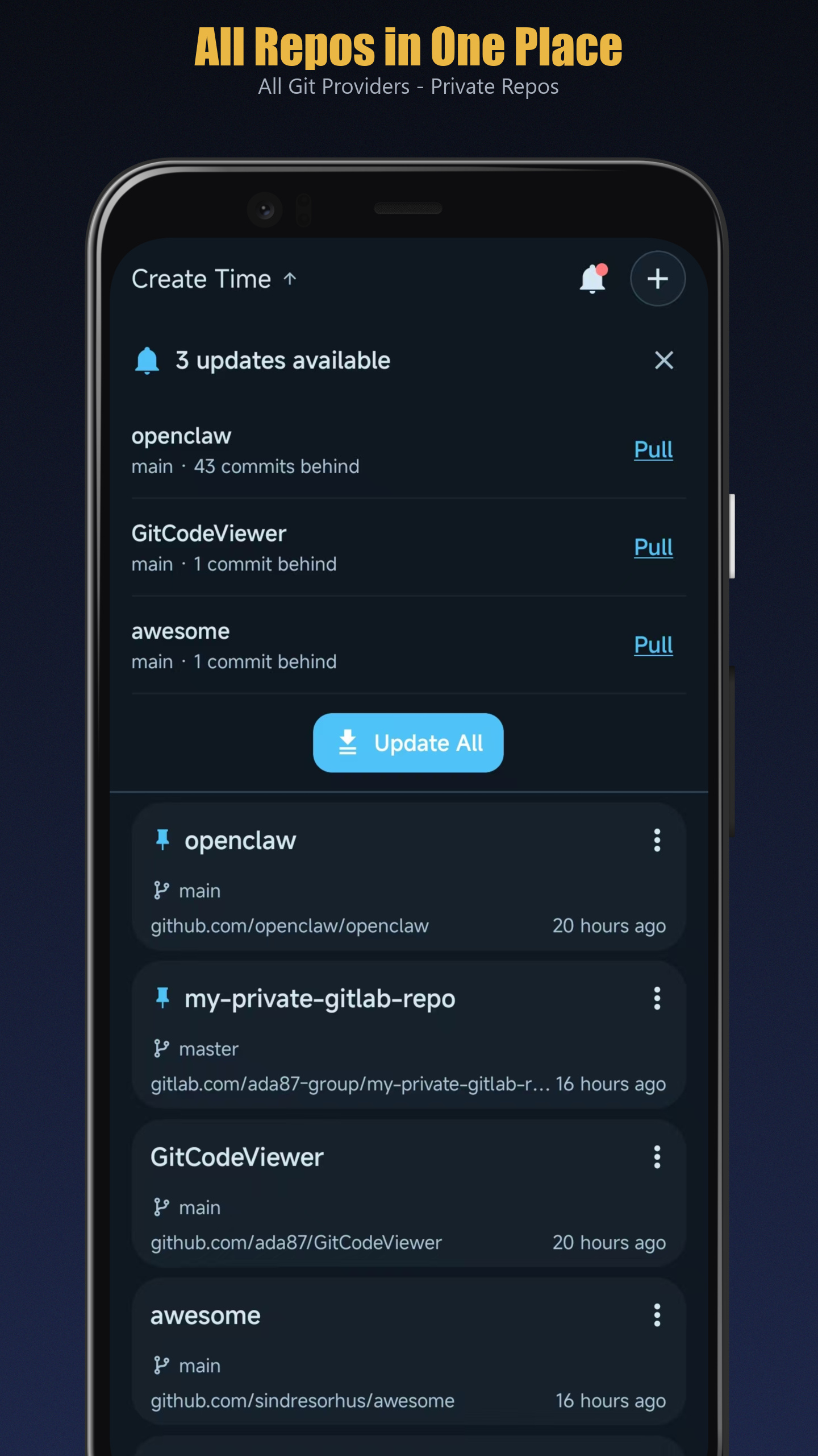 Repository browser for personal, private, and public projects